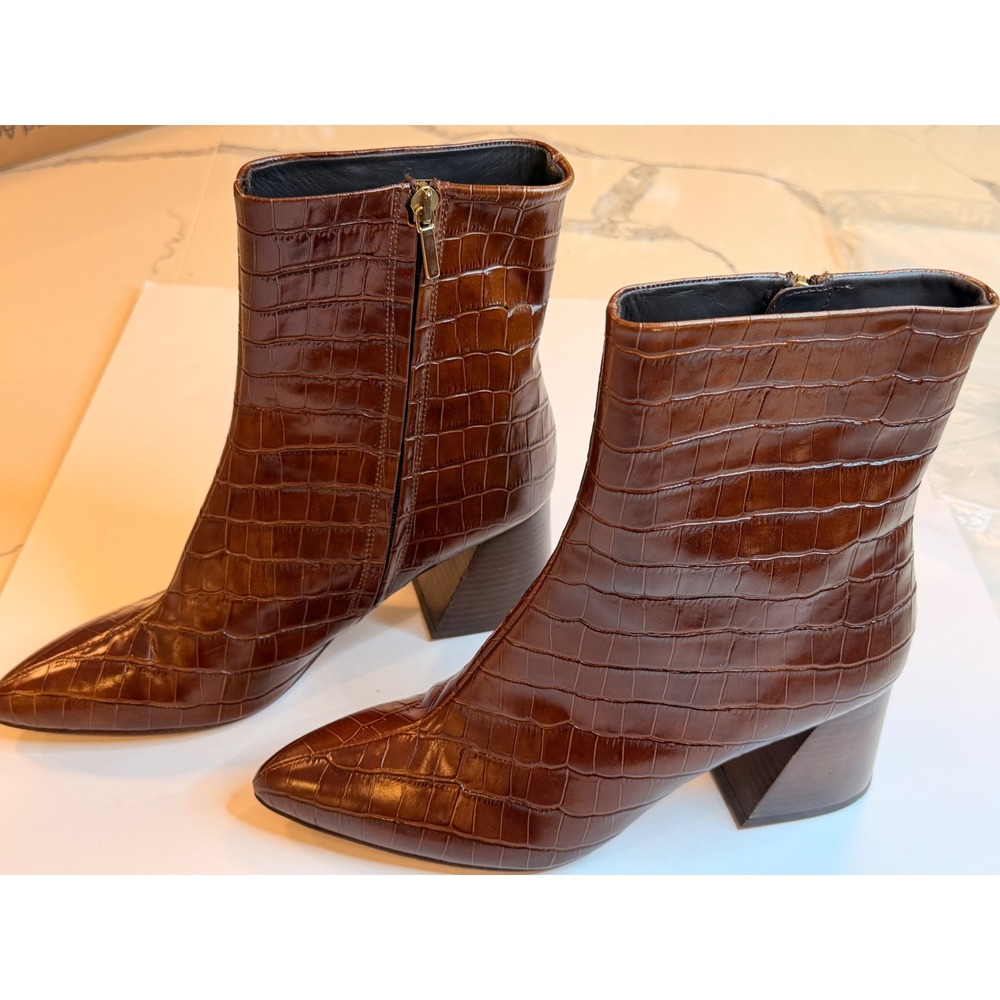 Thursday Boot Company Uptown Cognac Croc Leather Ankle Boots 9.5 US